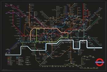 Πλαισιωμένη αφίσα Transport For London - Black Map + UHB