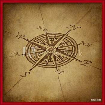 Πλαισιωμένη αφίσα Compass rose in perspective with grunge texture