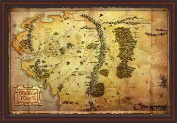 Πλαισιωμένη αφίσα The Hobbit - Middle Earth Map